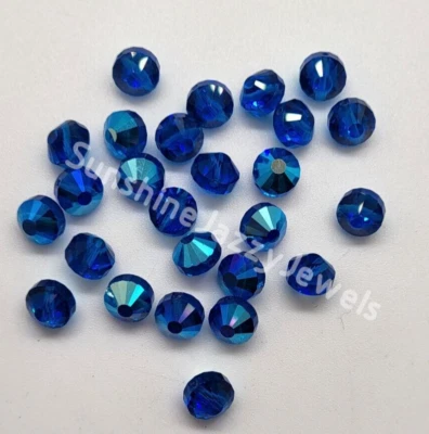 12pc Swarovski Crystal Capri Blue AB 7mm Tablet 5101 Beads; Vintage! - Image 1 of 3