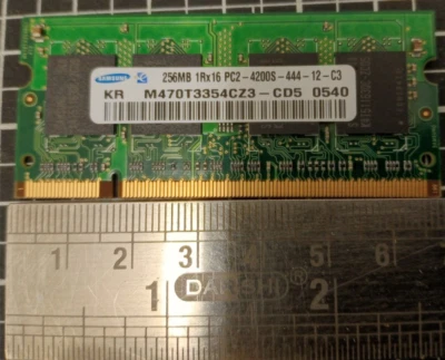 SAMSUNG M470T3354CZ3-CD5 256MB PC2-4200S DDR2 444MHZ 200PIN LAPTOP SODIMM MEMORY - Image 1 of 4