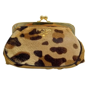 PRADA Brown Leopard Print Pony Hair Coin Pouch - Picture 1 of 14