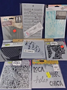 Mixed Lot of 10 Stencils/TCW, Vicki Boutin, CiaBella Paper/6" x 6", 6" x 8"/NIP - Picture 1 of 9