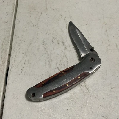 Winchester Liner Folding Knife Stainless Drop Point Partially Serrated Blade - Image 1 of 4