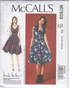 Sewing Pattern McCall's 7503 Nicole Miller Sleeveless, V-Neck Dresses - Picture 1 of 1