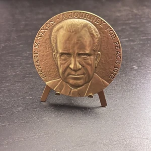 1972 Richard M. Nixon A Journey For Peace  Bronze Medal Trip to China 63mm - Picture 1 of 4
