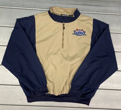 Chaqueta cortavientos vintage NFL Super Bowl 39 para hombre XL tostada azul marino cuarto cremallera Foto 1 de 4