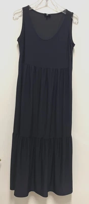 NICOLE MILLER NY Midi Dress-Black Poly Knit Sleeveless Tiered Scoop Neck, Medium - Image 1 of 4