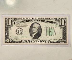 1934 A New York $10 LGS Light Green Seal Federal Reserve Note - Picture 1 of 2