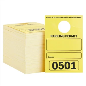 Parking Permit Hang Tags - 3.15 x 4.75 in, Yellow, 500 Pack, Numbered 501-100... - Bild 1 von 5