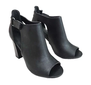 Women Wild Diva Bologna Heeled Ankle Open Peep Toe Boots Shoes Black 7.5 - Picture 1 of 13