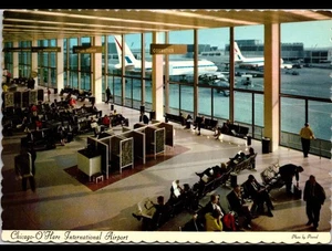 Vtg 60s Postcard Chicago Illinois IL Ohare International Airport Scallop Edge - Picture 1 of 2