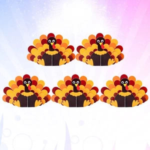  5 Pcs Thanksgiving Day Party Supplies Paper Decorations Turkey Ornaments - Picture 1 of 12