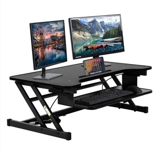 Black Adjustable Standing Workstation Table FDWJY45 Home Office Stand Ergonomic - Picture 1 of 8