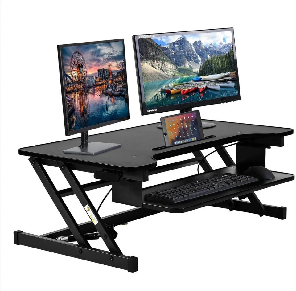 Black Adjustable Standing Workstation Table FDWJY45 Home Office Stand Ergonomic - Image 1 of 4