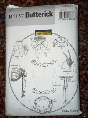 Butterick B4157 Making History Medieval Costume Accessories Pattern OSZ Uncut - Image 1 of 2