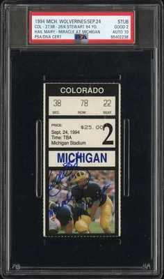 Подписанный билет Корделла Стюарта 1994 Colorado vs Michigan Miracle at Michigan PSA - Изображение 1 из 2
