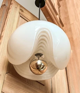 MINT WHITE PEILL & PUTZLER For Koch and Lowy BIOMORPHIC PENDANT LIGHT 1970s - Picture 1 of 15