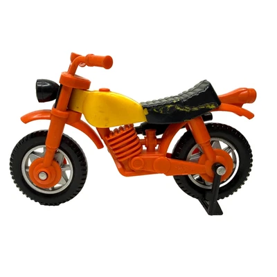 VINTAGE 1970s ORANGE TONKA MOTORCYCLE DIRT BIKE / FIGURE HONG KONG TOY FREE SHIP - Image 1 of 2