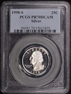 1998-S Washington Silver Quarter PCGS PR-70 DCAM - Picture 1 of 2