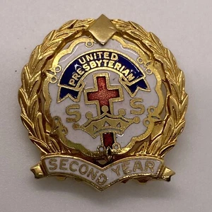 United Presbyterian S.S Second Year Pin Little System Enamel Gold Tone 1” - Picture 1 of 3