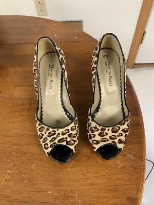 Massimo Baldi peep toe mohair animal print pumps size 7.5 3.5 in heel - Image 1 of 4