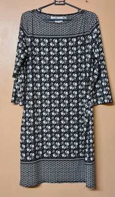 Max Studio Kleid schwarz weiß gemustert leicht Größe M - Bild 1 von 3