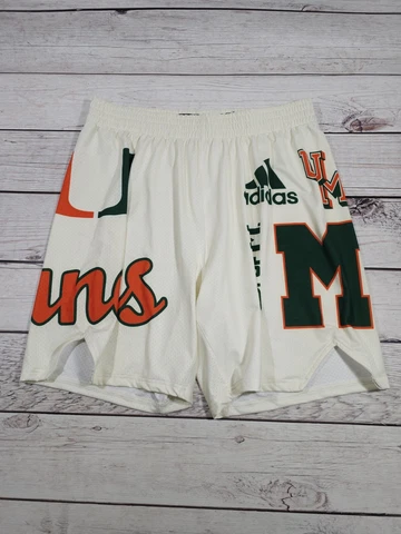 Adidas Miami Hurricanes 2XL Gym Shorts Athletic Drawstring Orange Green White N3 Cover