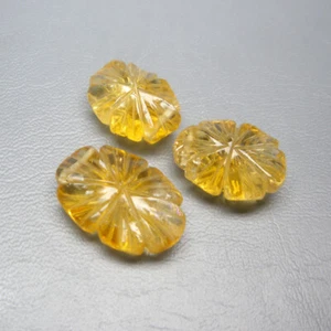 Natürliche 3 Stck. Citrin Edelstein 3 STCK. 19,65 CTS AUSGEFALLEN GESCHNITTEN SCHNITZEN GOLDGELB - Bild 1 von 2