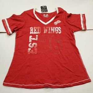 NWT Detroit Red Wings NHL Hockey Red V-Neck T-Shirt Women's 2XL New With Tags