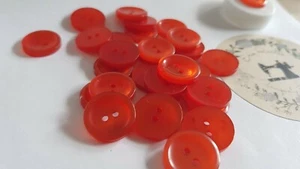 Vintage/retro 2 hole button new 13pcs, 16.3mm diameter, colour: red coral - Picture 1 of 8