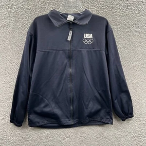 USA Olympic Rings Mens Fleece Jacket Large Black Full Zip Long Sleeve Pockets - Picture 1 of 10