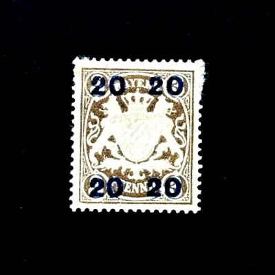 BAVARIA Stamp - 1920 Overprint Coat of Arms Definitive White Paper CV$130 MH  r6 - Image 1 of 2