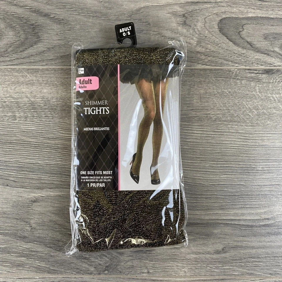 Amscan Shimmer Tights (gold w/ black) Halloween Costume Accessory Dress Up