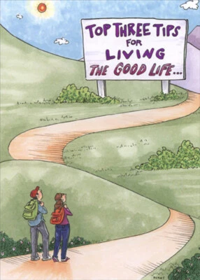 Cartão de aniversário engraçado/humorado Oatmeal Studios três principais dicas para uma boa vida - Imagem 1 de 2