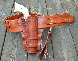 Cowboy Western Holster SASS CAS NCOWS Reddog Leather #108 rig - Picture 1 of 4