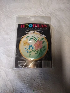 Hooplas Butterfly Floral Cross Stitch Kit Stamped New - Picture 1 of 2