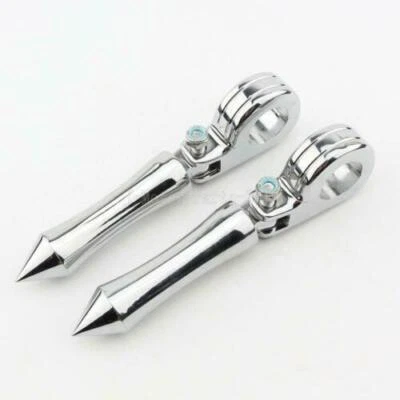 Chrome Spike Highway Foot Pegs Rest Mount Fit For Harley-Davidson Road Glide - Image 1 of 4