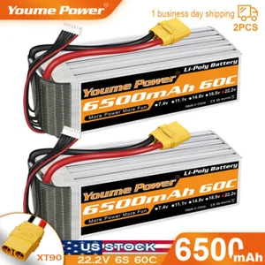 2pcs 22.2V 6500mAh 6S LiPo Battery 60C XT90 for RC Boat Airplane Heli Quas - Picture 1 of 6