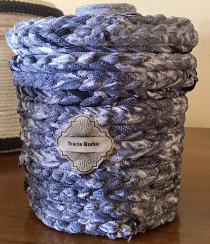 Hand Made Storage Basket Blue/Gray With Lid Cover