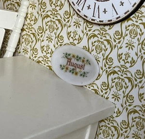 1/12th Dolls House Miniature Porcelain Display Plate Birthday August November - Picture 1 of 3