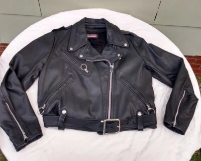 Chaqueta de cuero Brooks vintage motociclista talla 14 para mujer hecha en EE. UU.  Foto 1 de 4