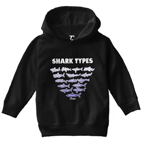 Shark Types - Ocean Water Beach Great White Tiger Toddler/Youth Hoodie - Picture 1 of 12
