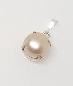 Gorgeous Sparkling Real Cultured Pearl Pendant 925 Solid Silver #20334 - Picture 1 of 24