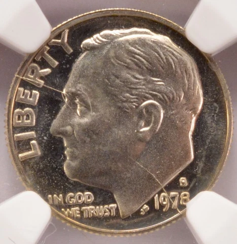 1978-S 10c Proof Roosevelt Dime Clashed Dies & Rim to Rim Die Crack PF67 Cameo Cover