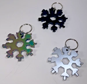 3Pc/ 3 colors -18 in 1 Snowflake Multi Tool Screwdriver Key Chain Camp - Picture 1 of 6