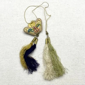 Antike chinesische Qing-Dynastie bestickt Seide Schmetterling Duft Handtasche mit Quasten - Bild 1 von 10