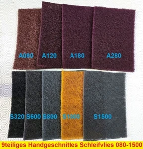 Schleifvliespad Mix 9teilig Korn 080-1500 Handgeschnitten Schleifvlies 140x100mm - Picture 1 of 1