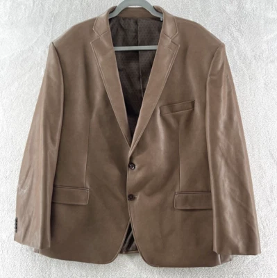 Jaqueta blazer masculina Michael Kors 48 marrom couro sintético peito único dois botões - Imagem 1 de 4