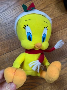 Looney Tunes TWEETY BIRD 9" Plüschtier gefüllt mit roter Weihnachtsmütze - Bild 1 von 8