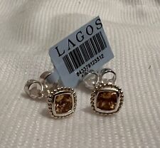 Lagos S/S 18k Caviar Citrine Cushion Stud Earrings *NWT* Retails $600