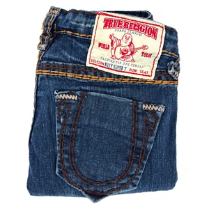 True Religion Billy Super T Orange/Brown Rope Stitch Skinny Jeans Women Size 25 - Picture 1 of 18