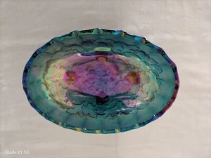 Vintage Indiana Iridescent Blue Amethyst Carnival Harvest Grape Fruit Bowl - Bild 1 von 4
